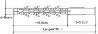 8mm x 100mm Schlag- und Nageldübel aus robustem Kunststoff - Ohne Schraube - Effizientes Befestigungszubehör für Ihre Bauprojekte!