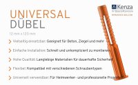 12mm x 120mm - Allzweckdübel für Beton, Ziegel und mehr - Zuverlässige Befestigungslösung für vielseitige Anwendungen!